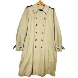 Vintage London Fog Maincoats‎ Classic Mens 44L Detachable Liner Trench Coat Tan